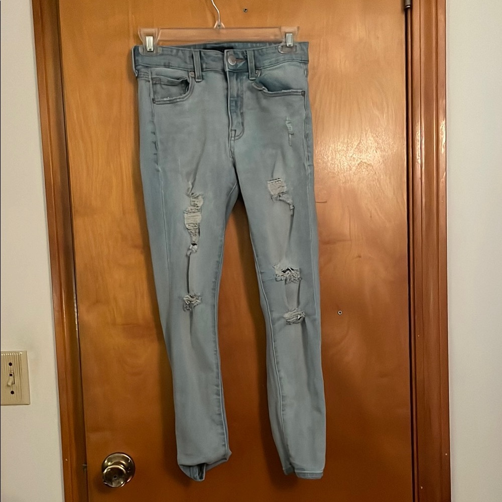Aeropostale Distressed Skinny Blue Jeans Sleek Fit